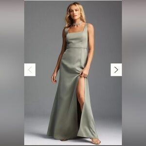 BHLDN Sophia Square Neck Satin Dress